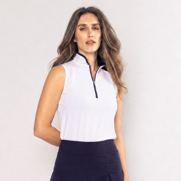 Golftini Cool Girl Sleeveless White/Navy Mock – Golf4Her