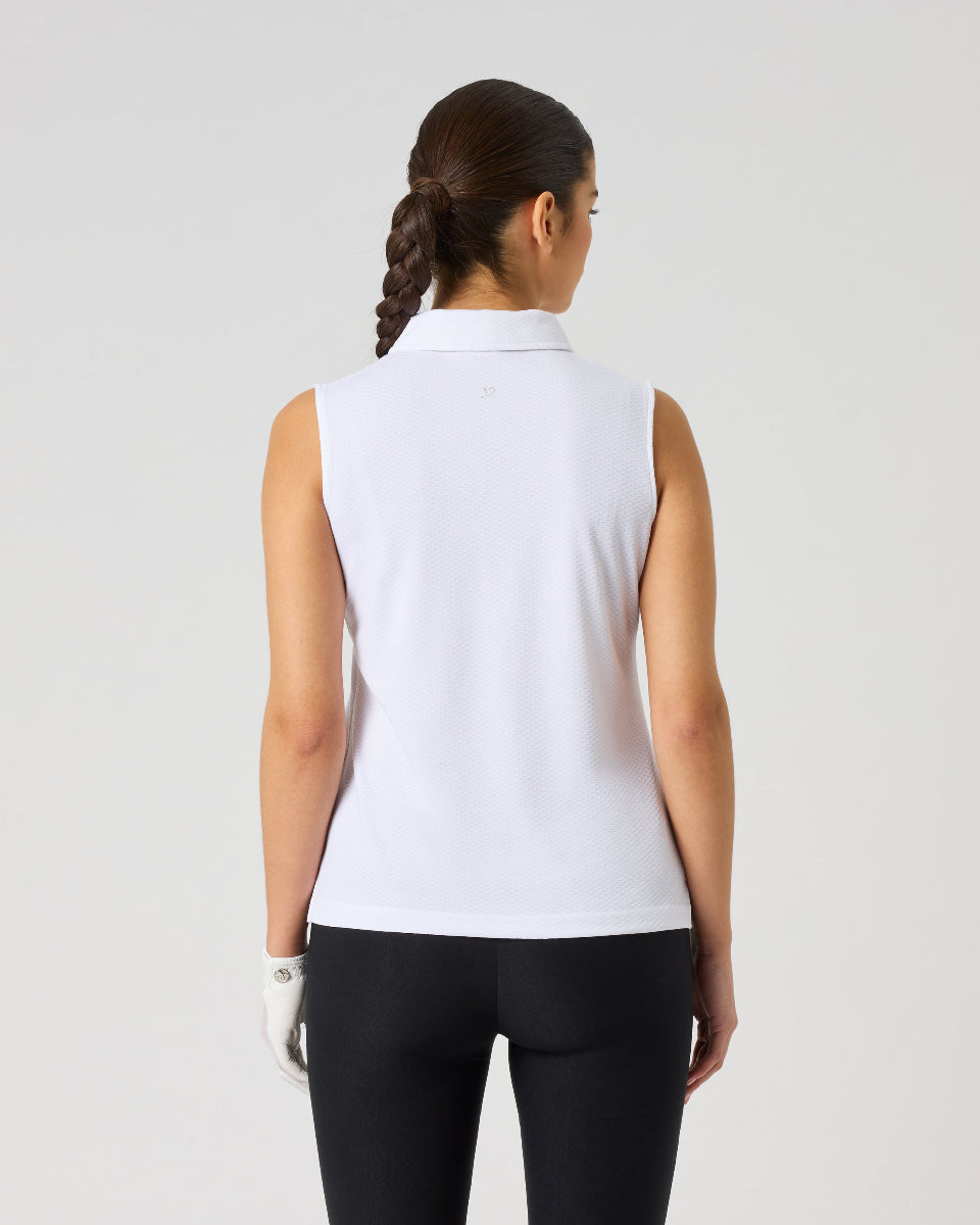 Daily Sports Peoria White Sleeveless Polo Shirt
