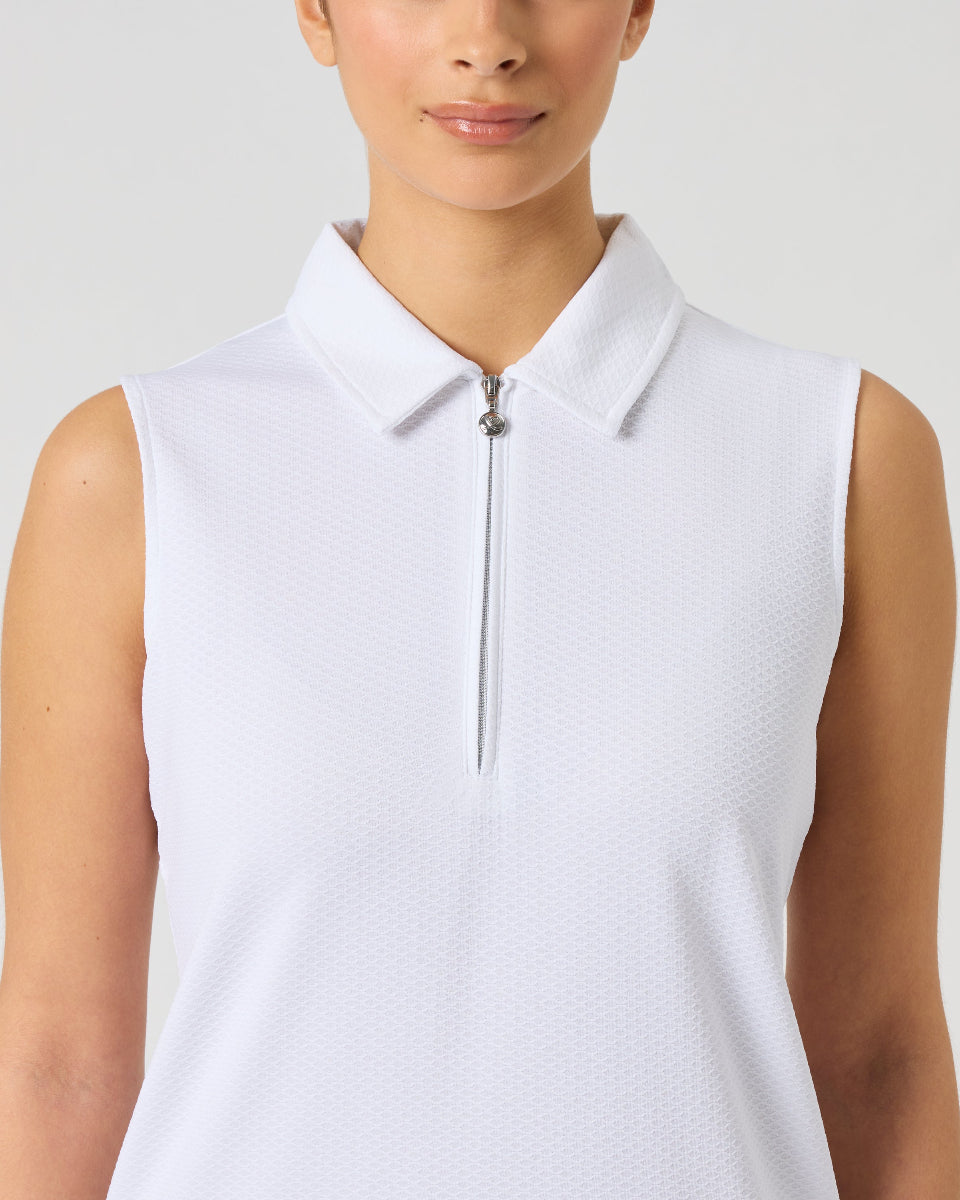 Daily Sports Peoria White Sleeveless Polo Shirt