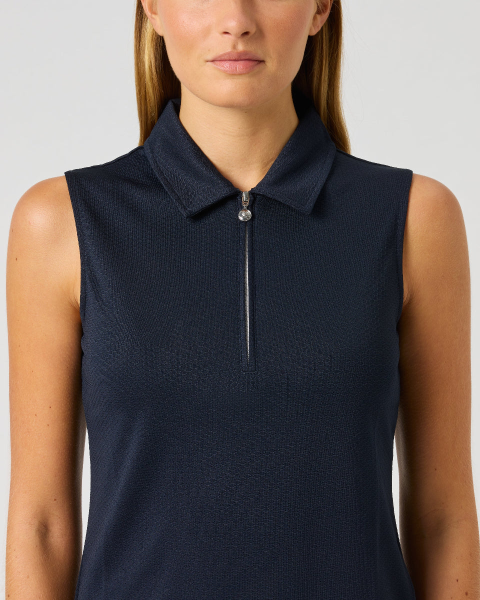 Daily Sports Peoria Dark Navy Sleeveless Polo Shirt