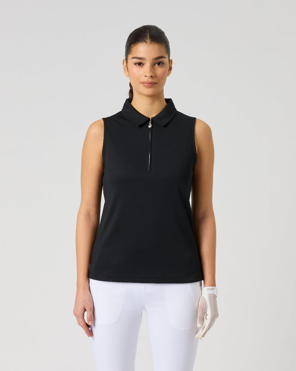 Daily Sports Peoria Black Sleeveless Polo Shirt