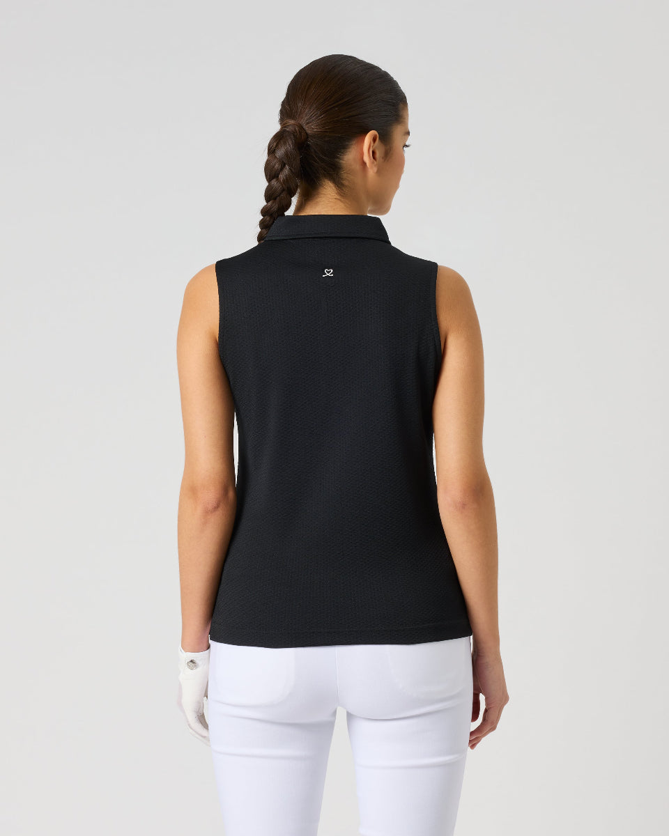 Daily Sports Peoria Black Sleeveless Polo Shirt