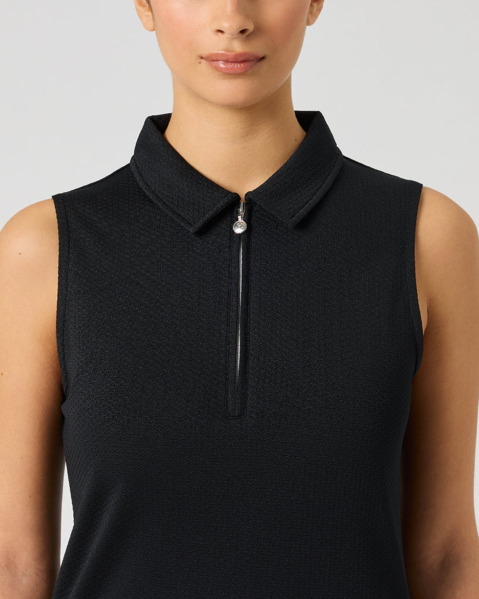 Daily Sports Peoria Black Sleeveless Polo Shirt