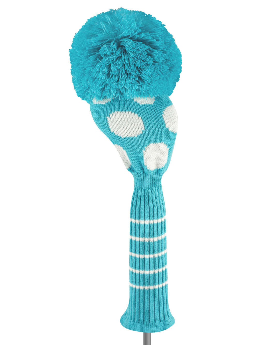 Just4Golf Turquoise/White Dots Knit Headcovers With Pom