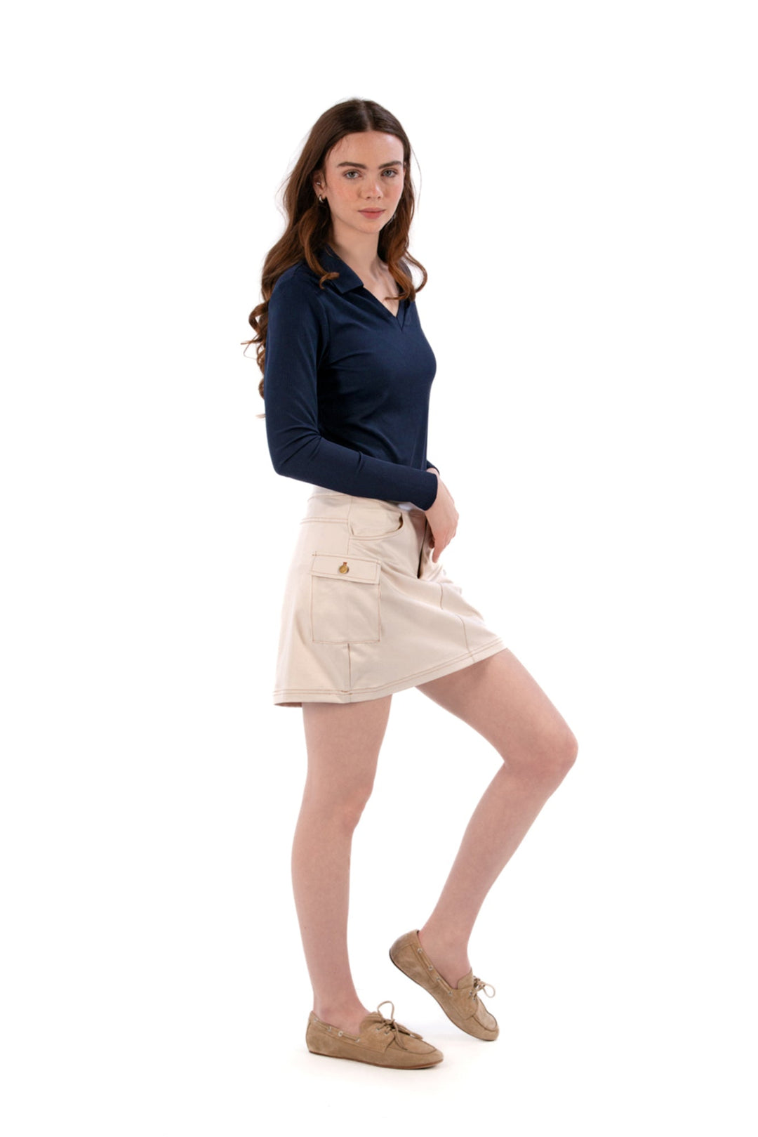 Foray Golf Rib V-Neck Long Sleeve Polo
