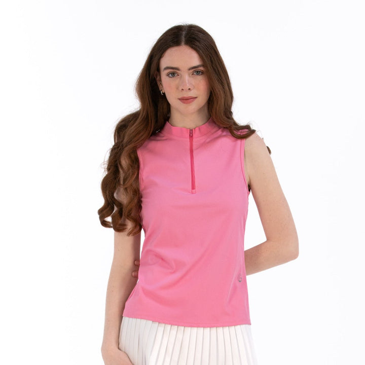 Foray Golf Rib Sleeveless Zip Polo