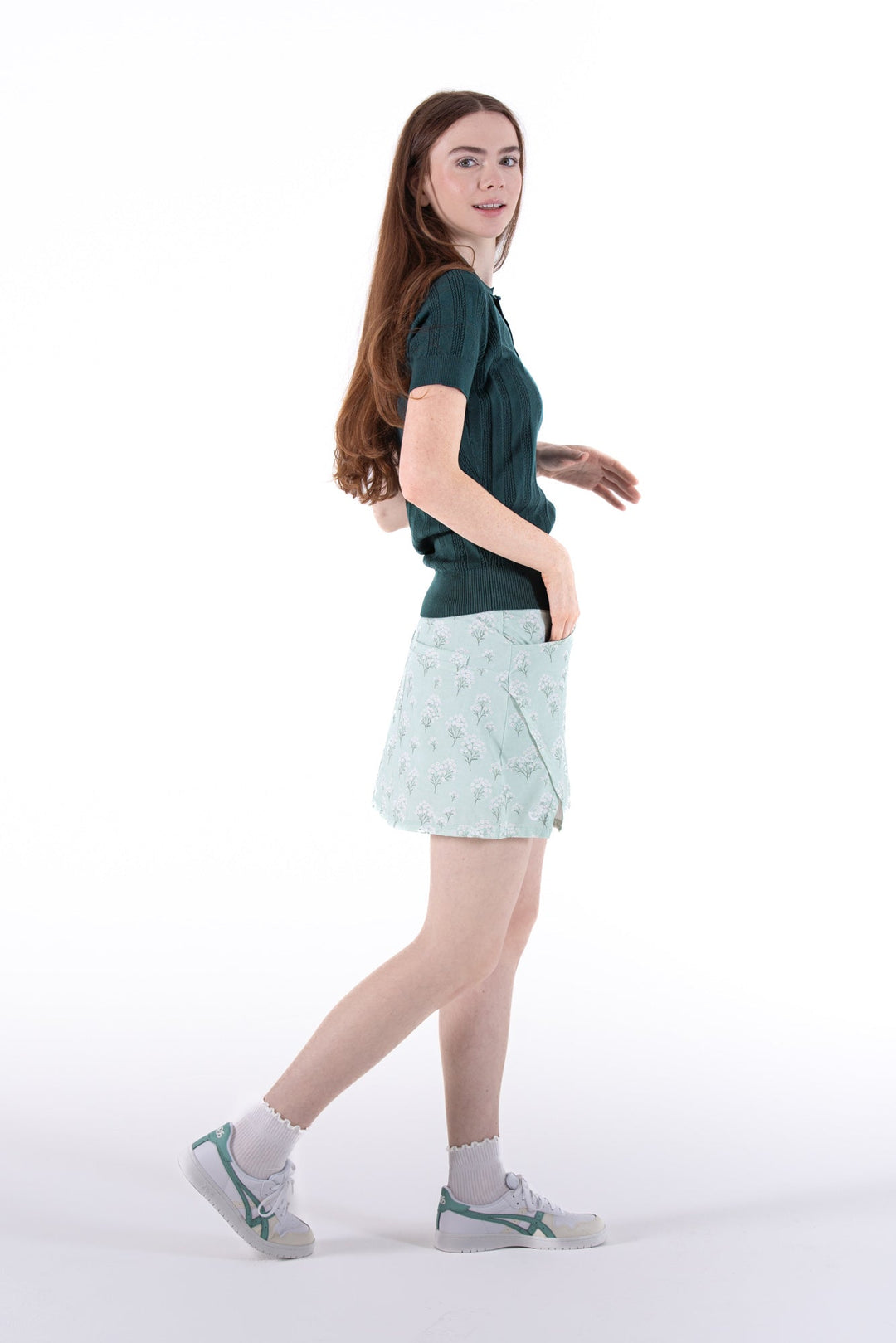 Foray Golf Misty Jade Notch Hem Skort