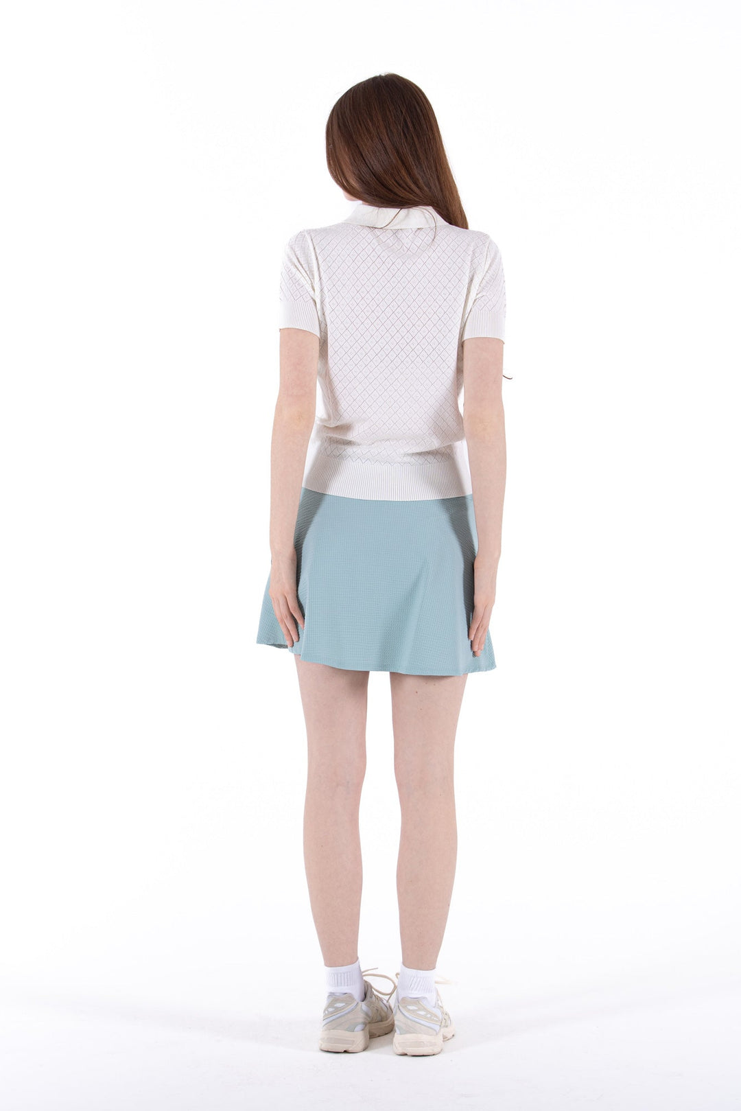 Foray Golf Natural White Pointelle Knit Short Sleeve Polo