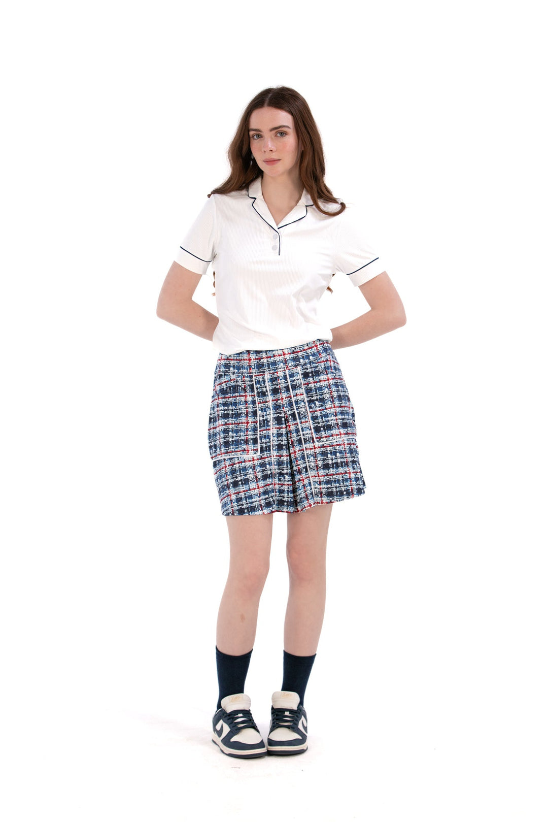 Foray Golf Front Pleat Plaid Skort