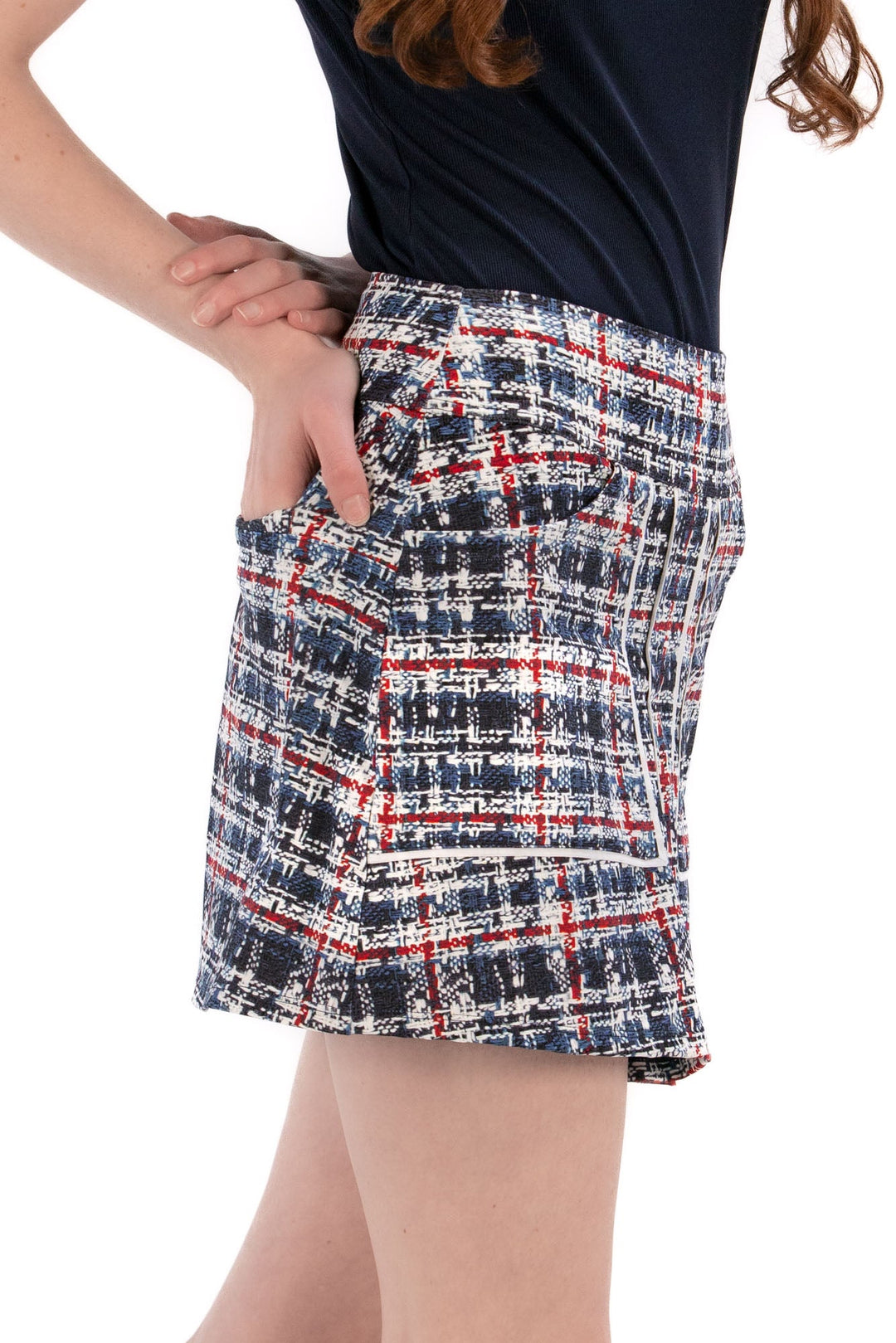 Foray Golf Front Pleat Plaid Skort