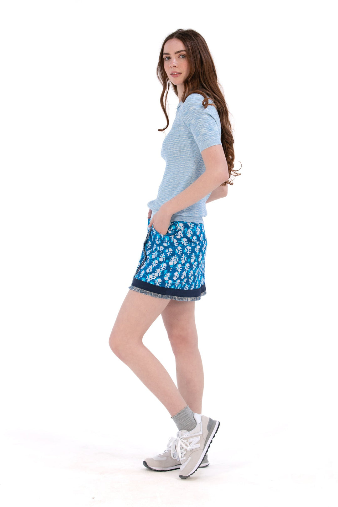 Foray Golf Indigo Floral Fringe Skort