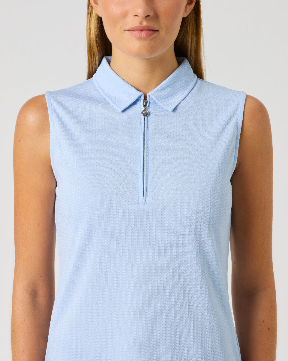 Daily Sports Peoria Light Blue Sleeveless Polo Shirt