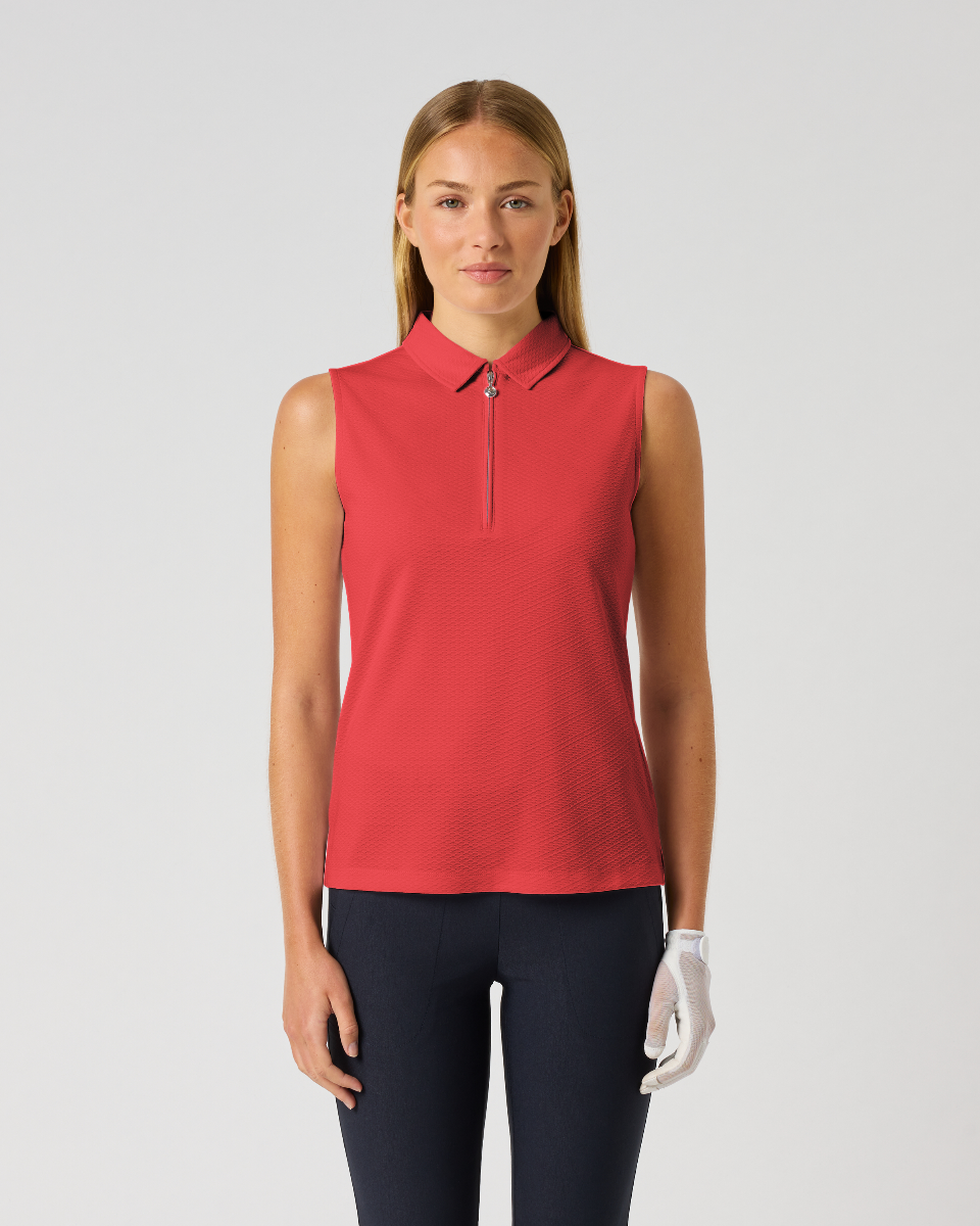 Daily Sports Peoria Poppy Red Sleeveless Polo Shirt