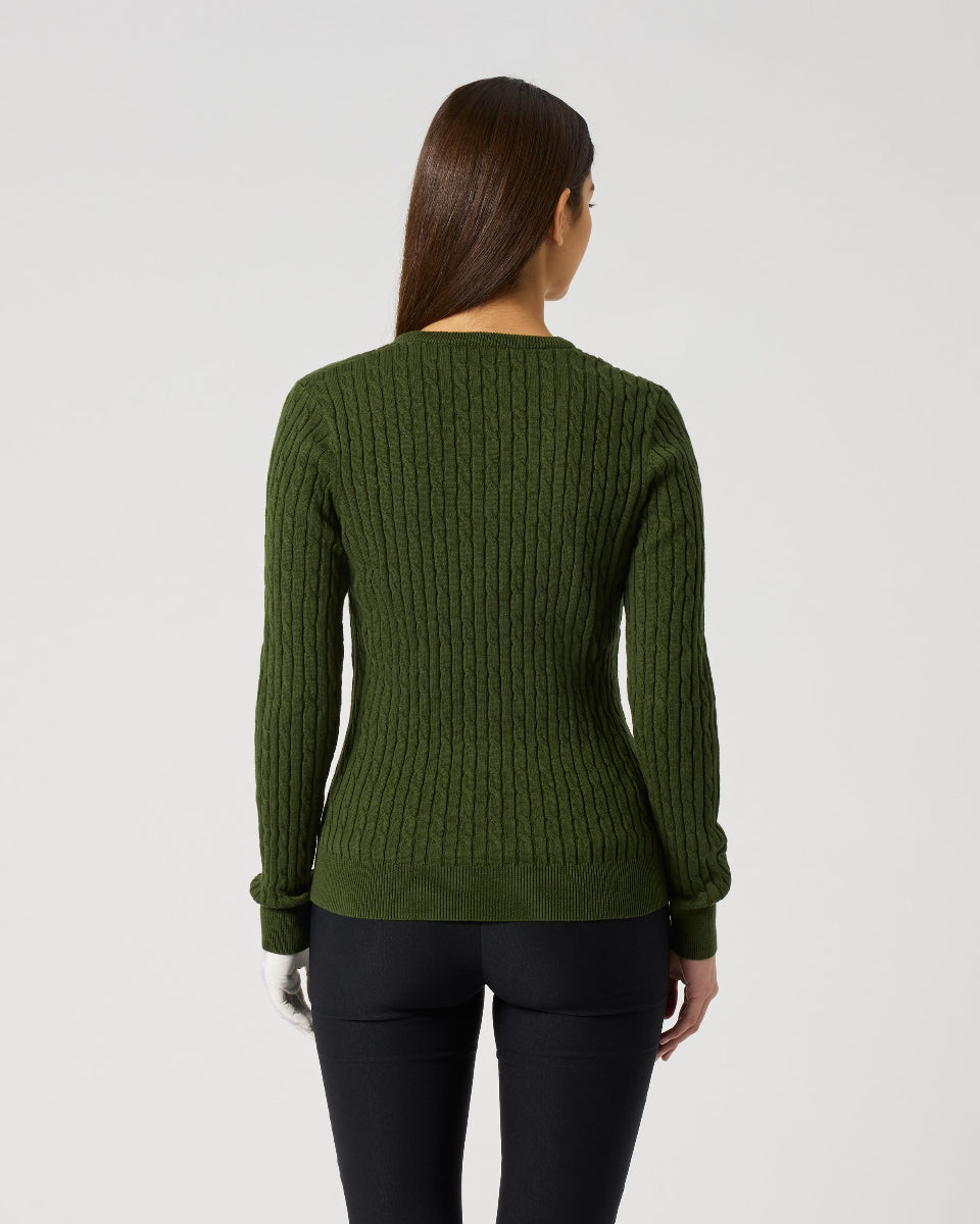 Daily Sports Madelene Khakora Cable Knit V-Neck Sweater