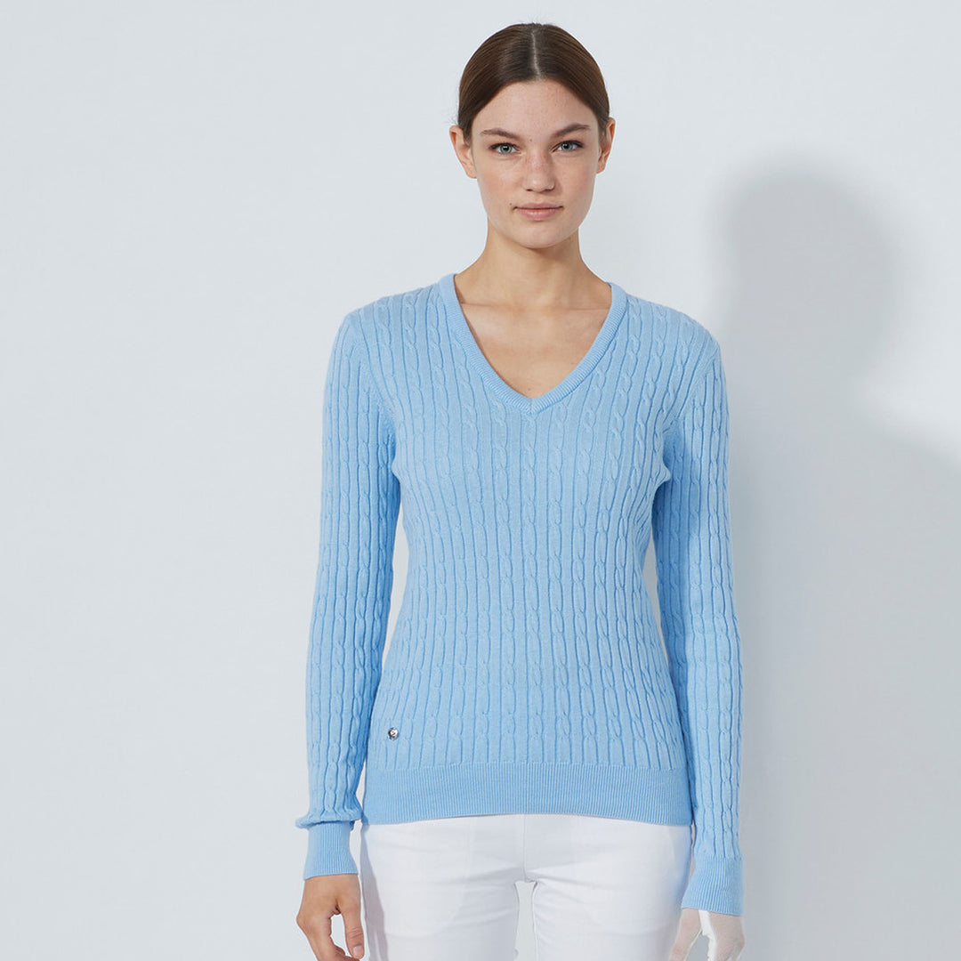 Daily Sports Madelene Cable Knit V-Neck Sweater