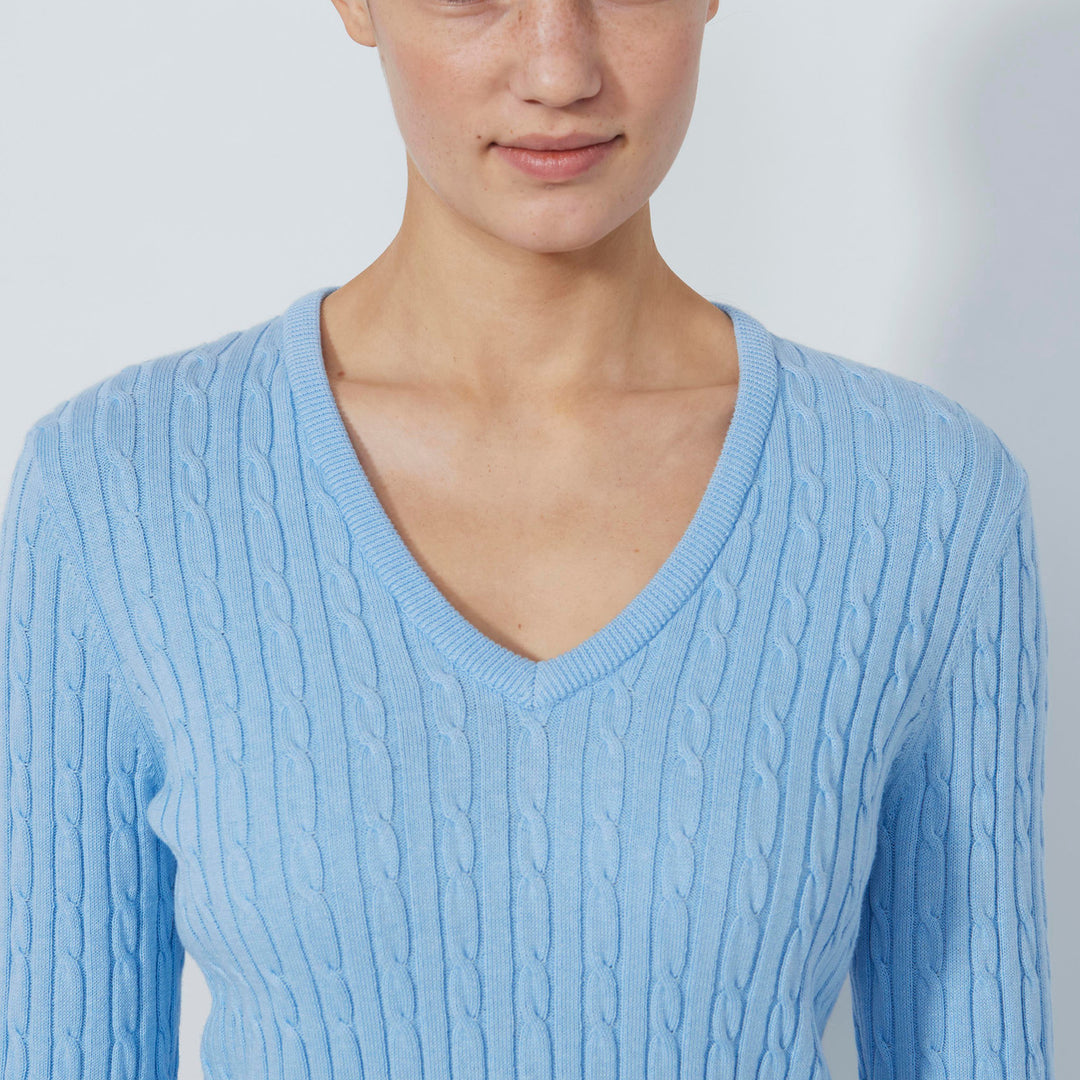 Daily Sports Madelene Cable Knit V-Neck Sweater