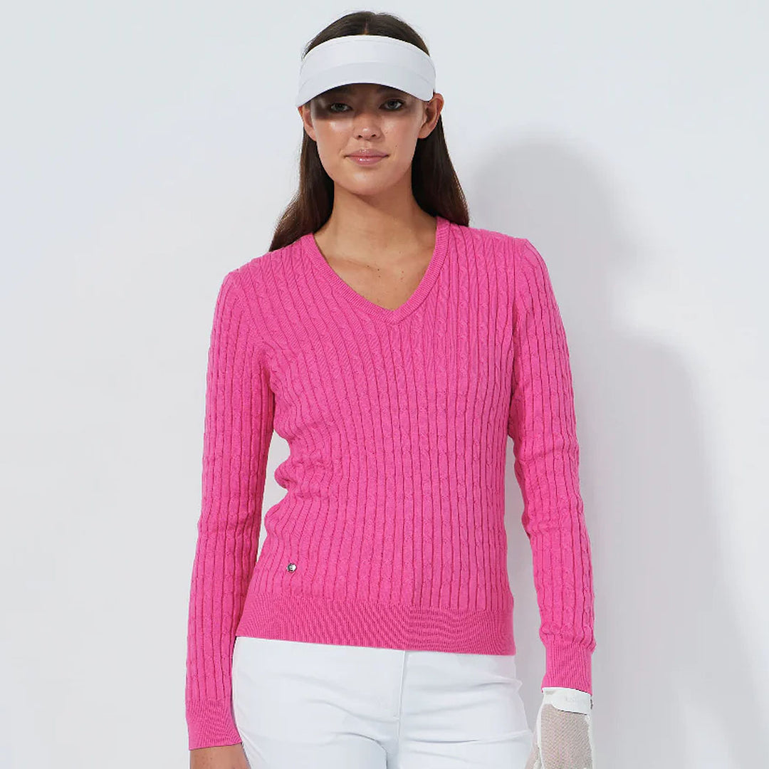 Daily Sports Madelene Cable Knit V-Neck Sweater [PS26]