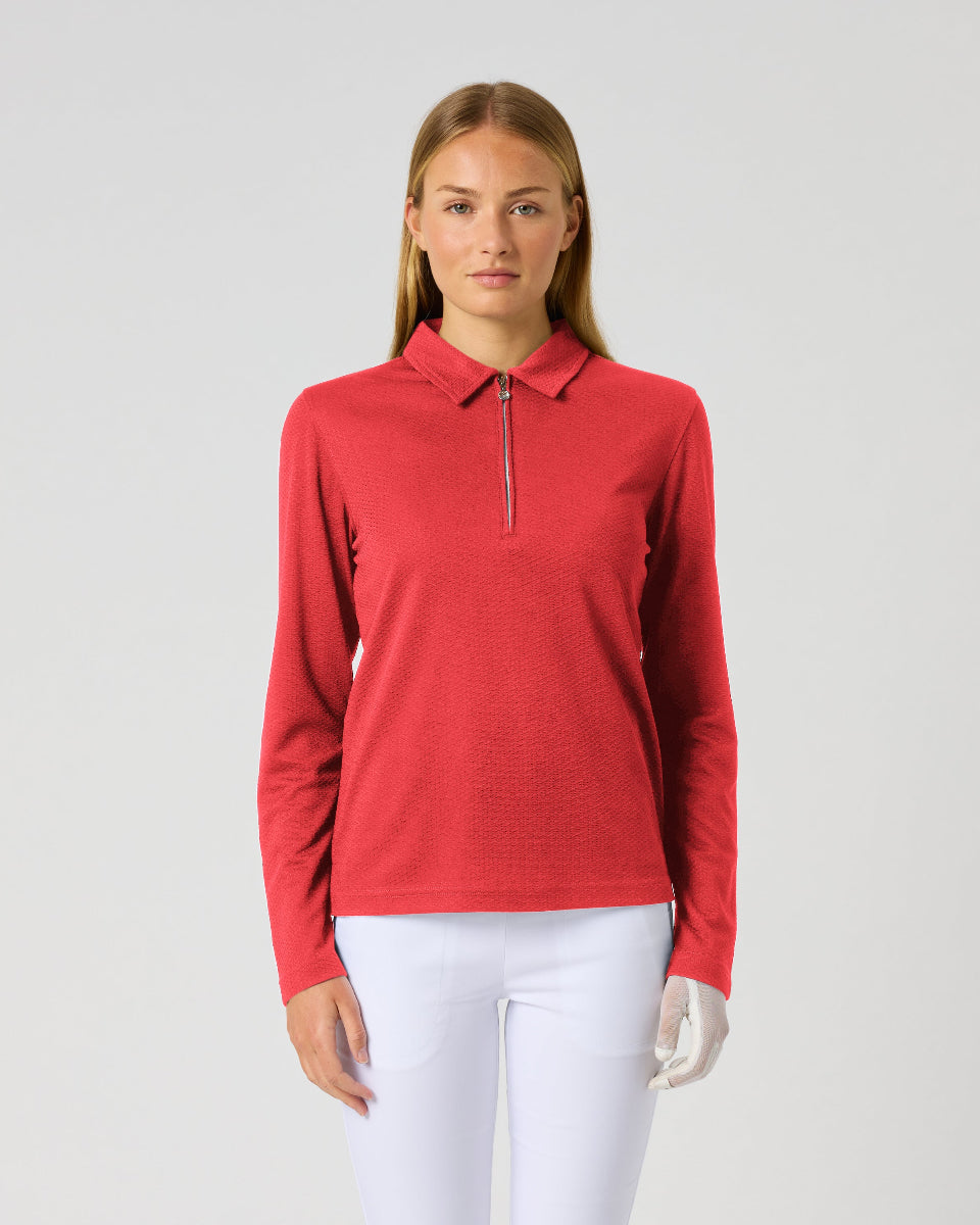 Daily Sports Peoria Poppy Red Long Sleeve Polo