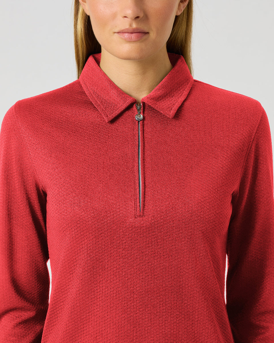 Daily Sports Peoria Poppy Red Long Sleeve Polo