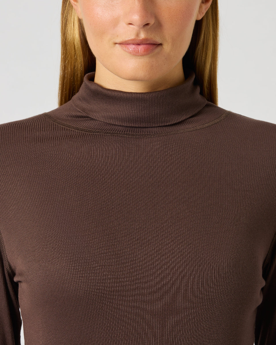 Daily Sports Ancona Brownie Long Sleeve Roll Neck Top