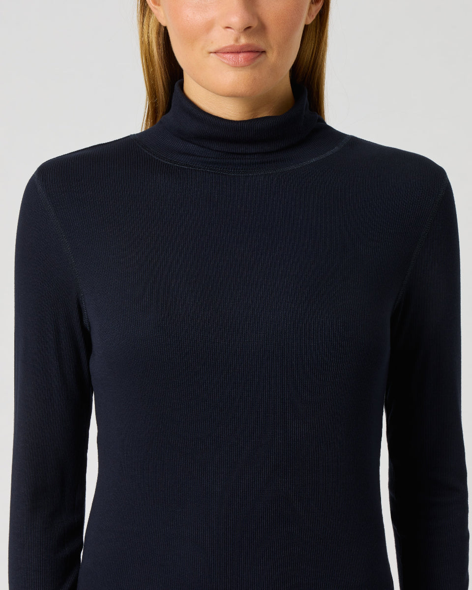 Daily Sports Ancona Dark Navy Long Sleeve Turtle Neck Top