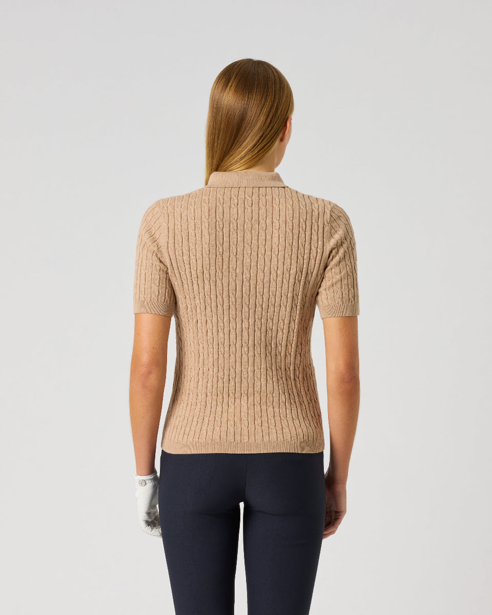 Daily Sports Madelene Short Sleeve Bark Cable Knit Polo