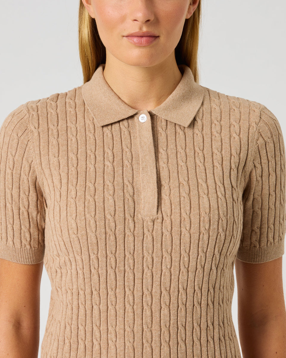 Daily Sports Madelene Short Sleeve Bark Cable Knit Polo