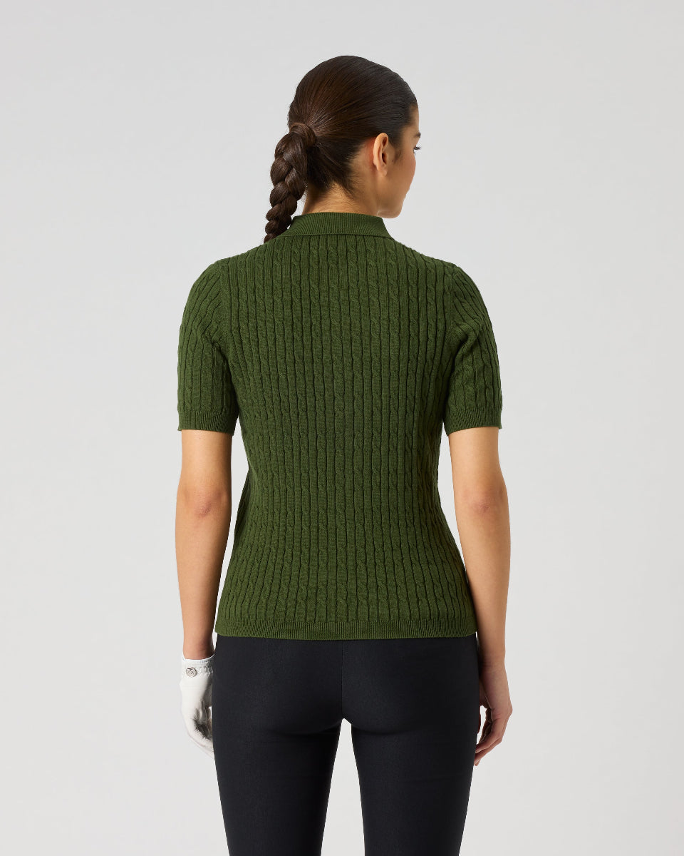 Daily Sports Madelene Short Sleeve Khakora Cable Knit Polo