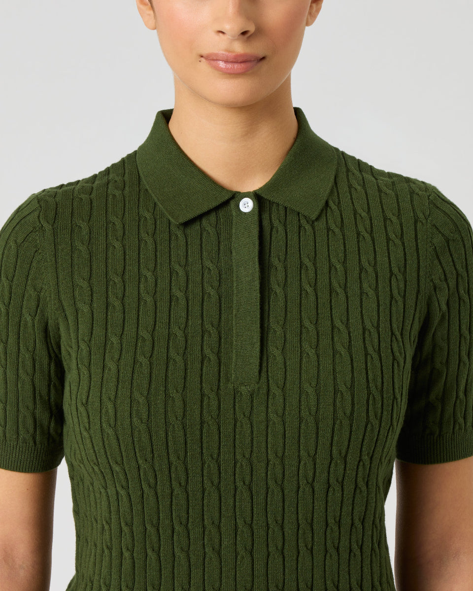 Daily Sports Madelene Short Sleeve Khakora Cable Knit Polo