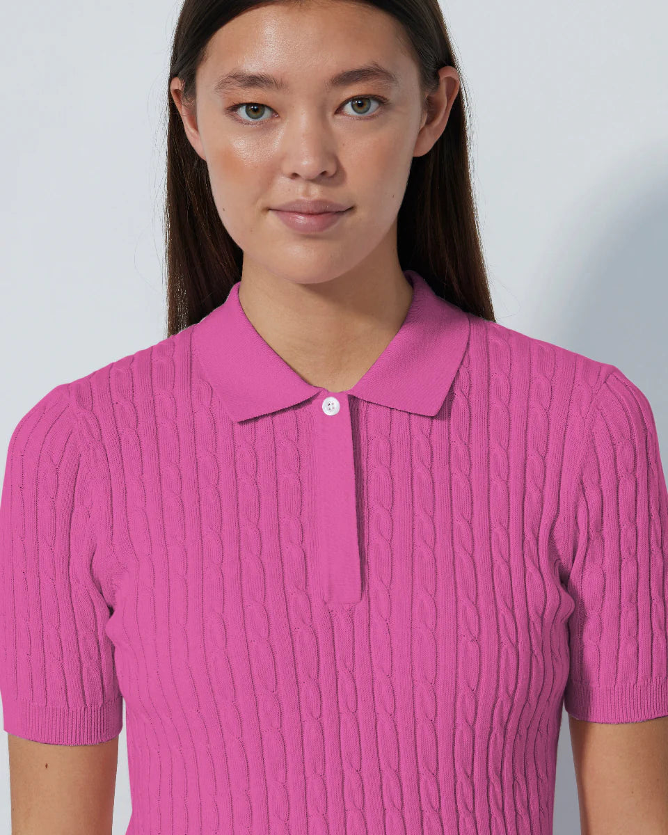 Daily Sports Madelene Cable Knit Short Sleeve Polo [PS26]
