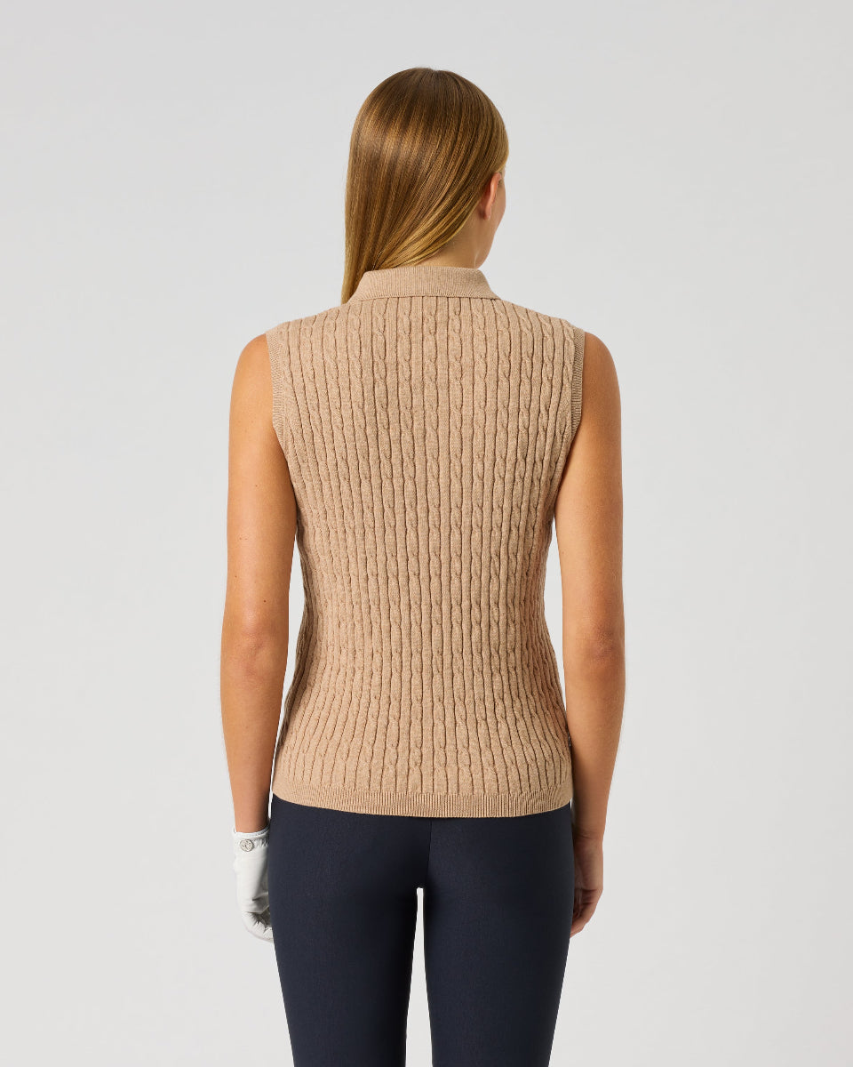 Daily Sports Madelene Sleeveless Bark Cable Knit Polo