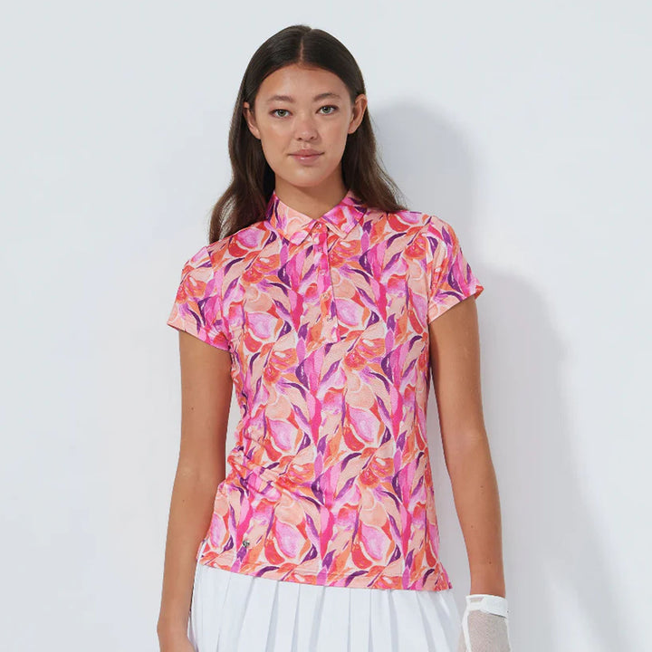 Daily Sports Sheermotion Artsy Leaf Cap Sleeve Polo [PS26]