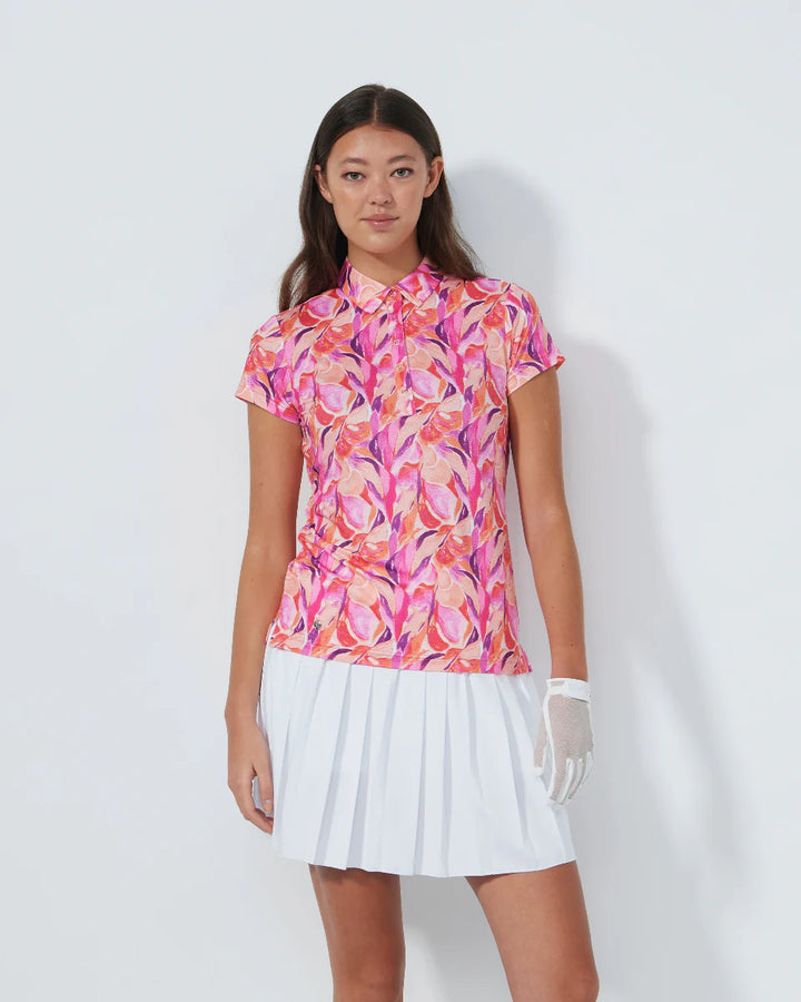 Daily Sports Sheermotion Artsy Leaf Cap Sleeve Polo [PS26]