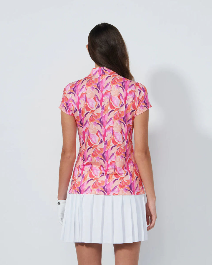 Daily Sports Sheermotion Artsy Leaf Cap Sleeve Polo [PS26]