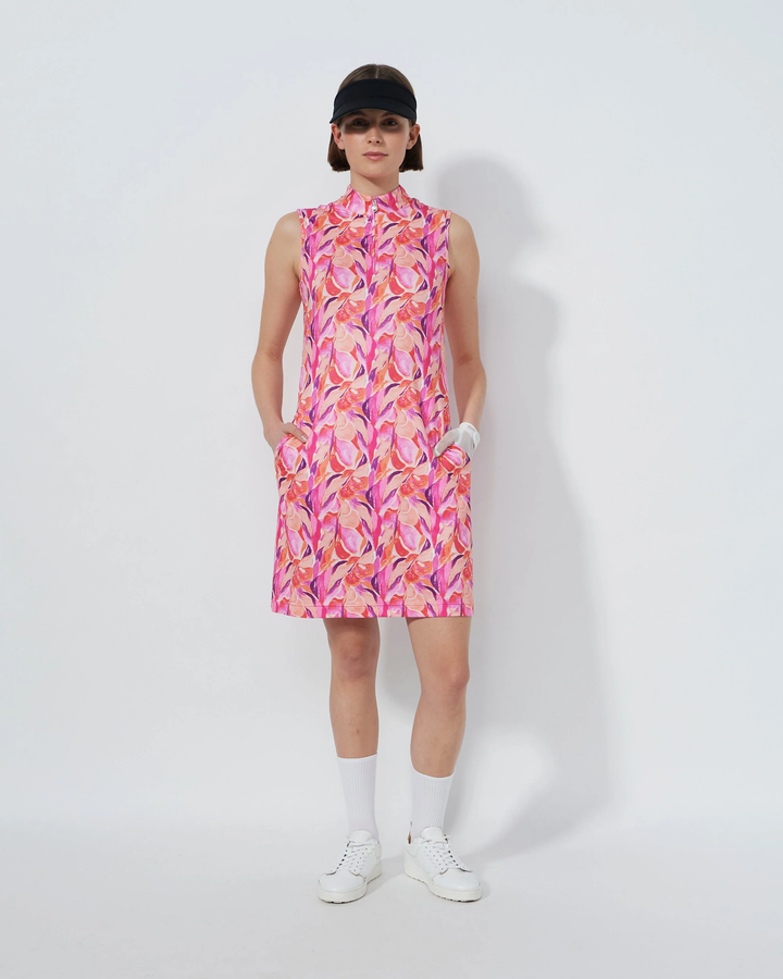 Daily Sports Sheermotion Artsy Leaf Sleeveless Dress