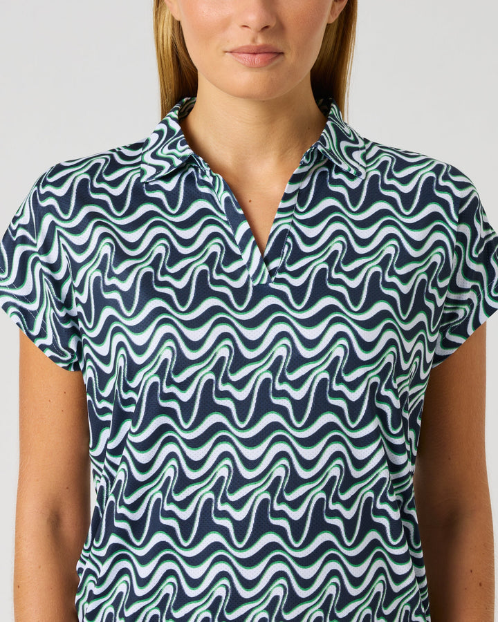 Daily Sports Flair Motion Printed Air Cap Sleeve Polo