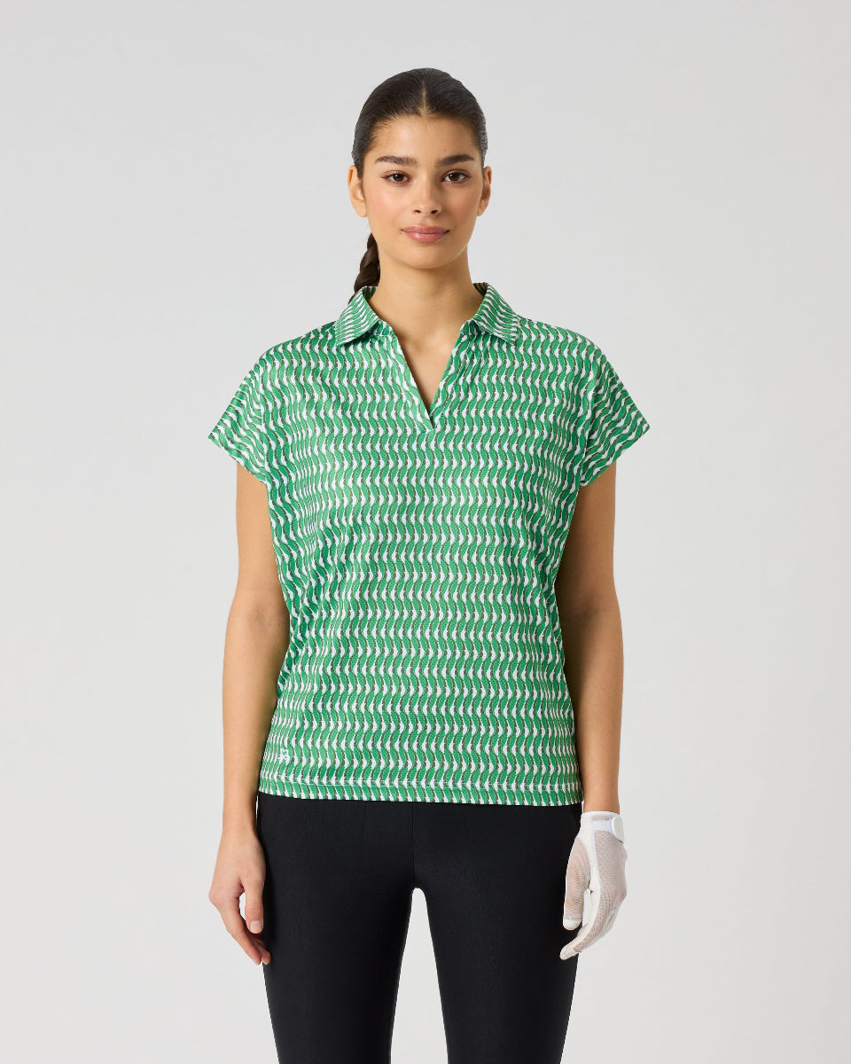Daily Sports Banana Leaf Printed Air Cap Sleeve Polo