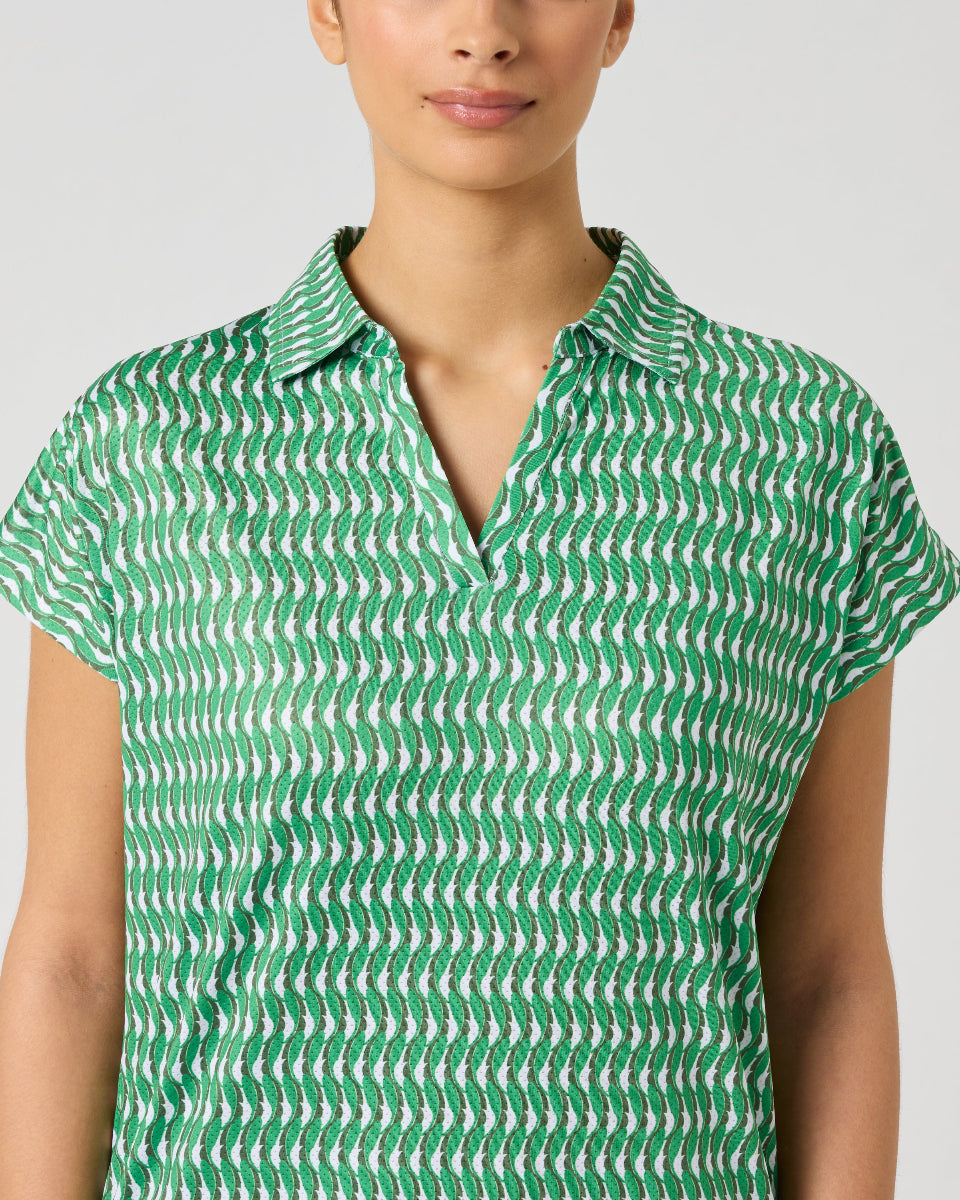 Daily Sports Banana Leaf Printed Air Cap Sleeve Polo