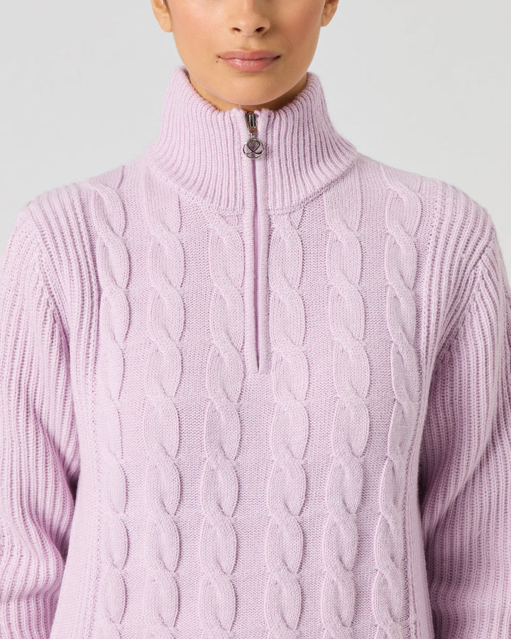 Daily Sports Cable Knit Pink Unlined Sweater
