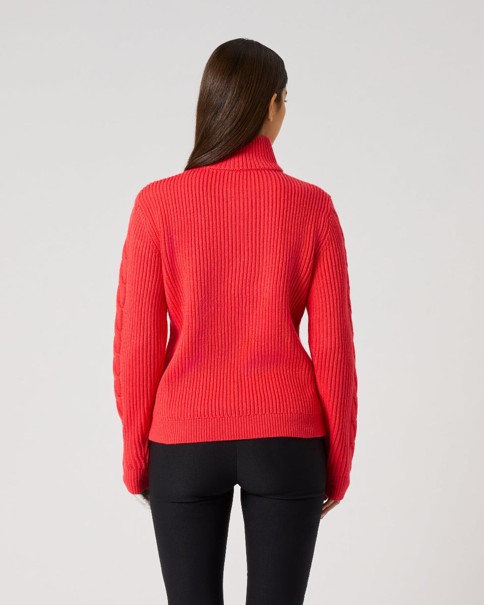 Daily Sports Poppy Red Cable Pullover Unlined
