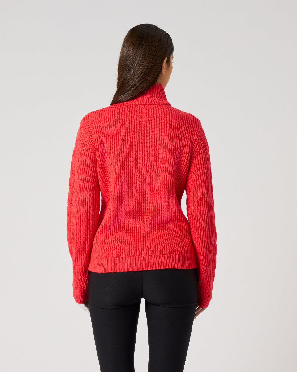 Daily Sports Poppy Red Cable Pullover Lined