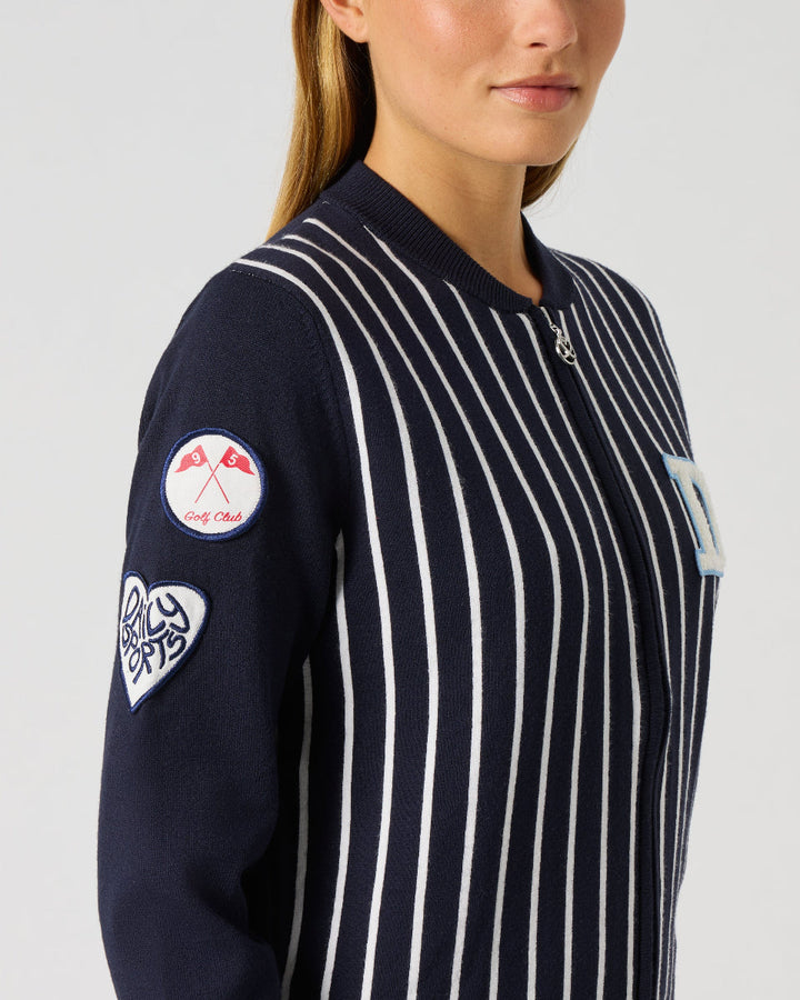 Daily Sports Stripe Dark Navy Knit Jacket