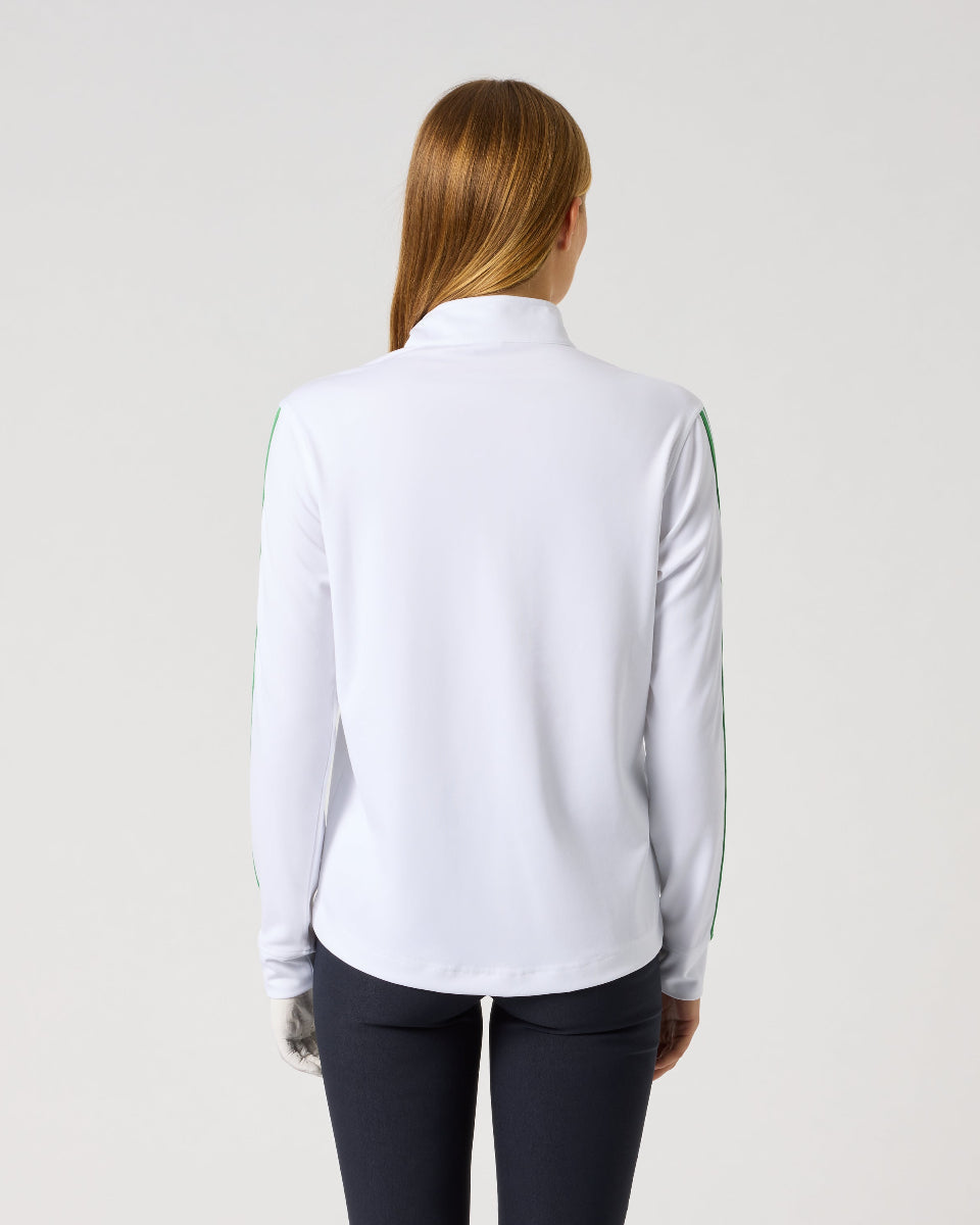 Daily Sports Peach White Long Sleeve Half Neck Top