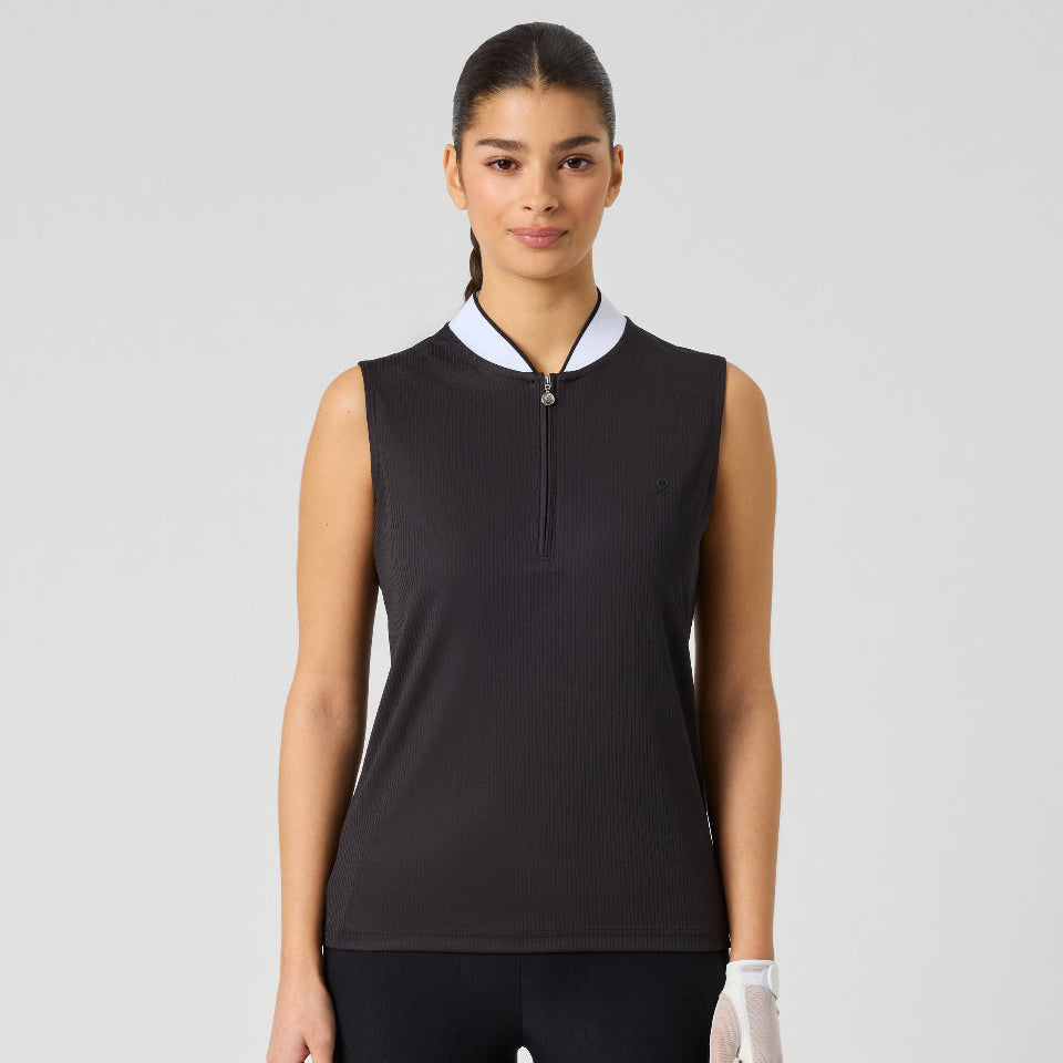 Daily Sports Ribbed Black Sleeveless Top