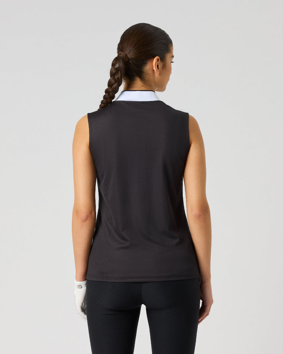 Daily Sports Ribbed Black Sleeveless Top