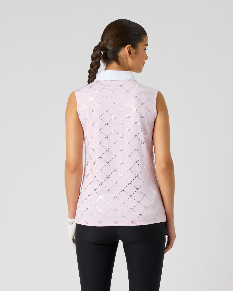 Daily Sports Foil Silver Logo Sleeveless Polo