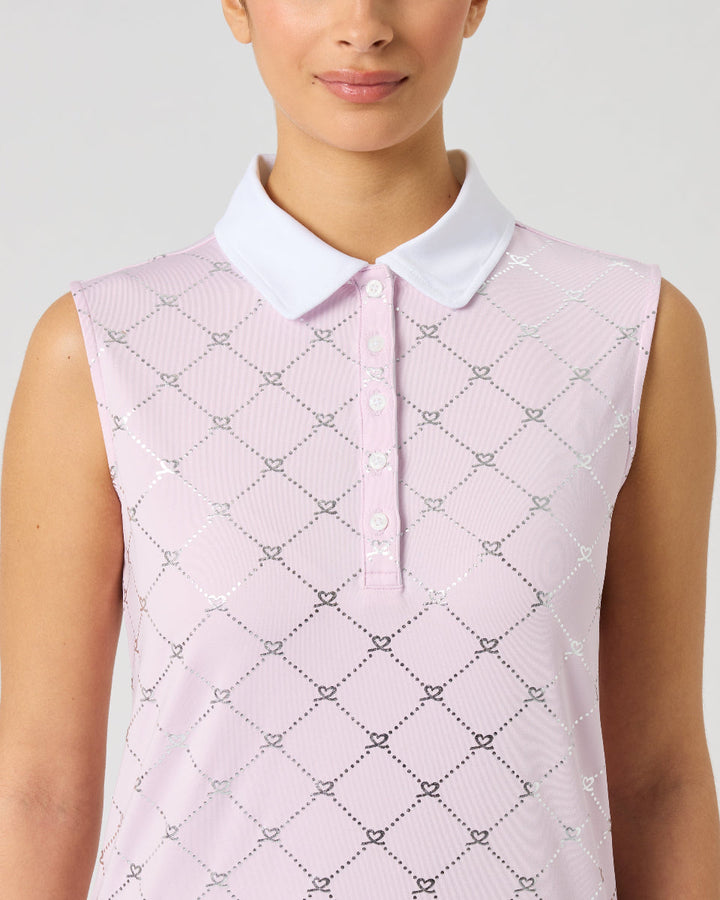 Daily Sports Foil Silver Logo Sleeveless Polo