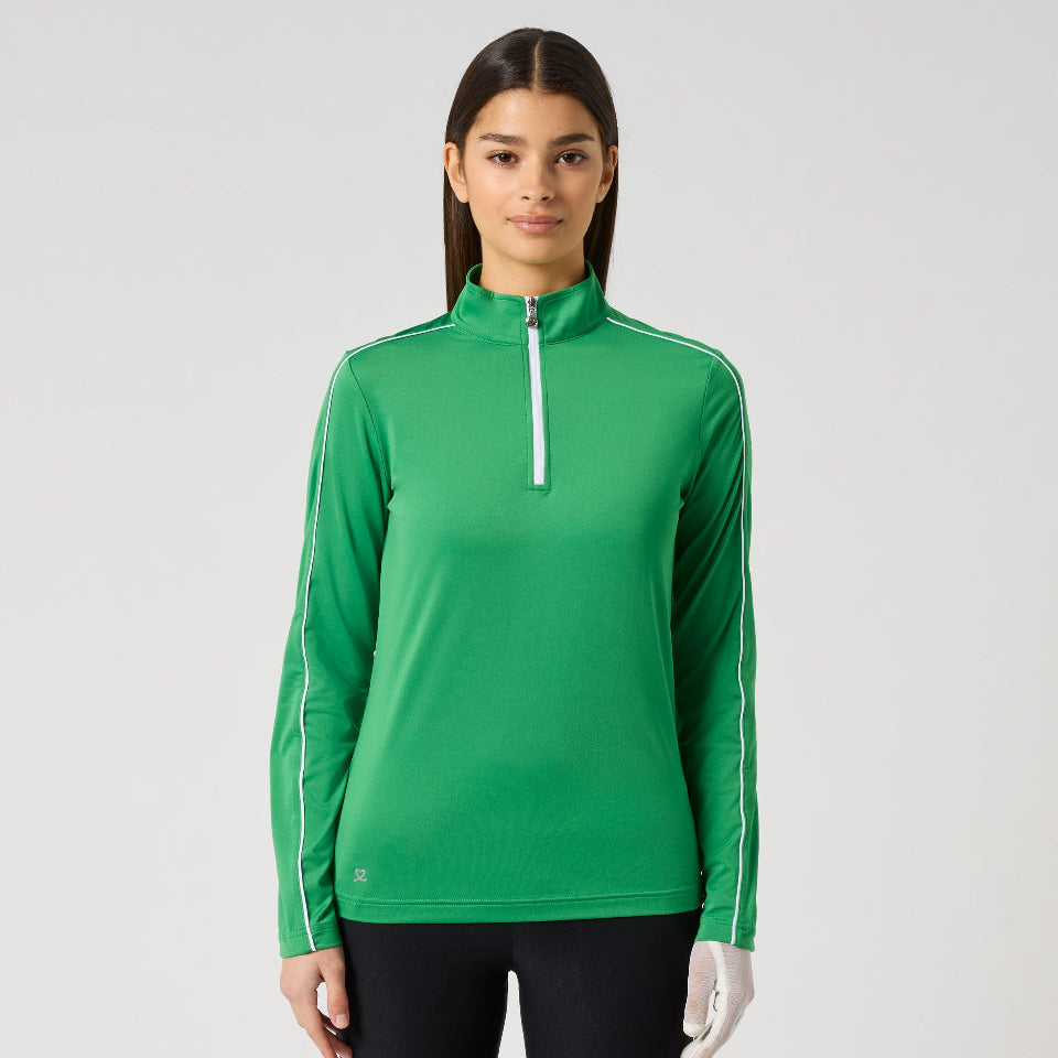 Daily Sports Leaf Piping Long Sleeve Half Neck Top