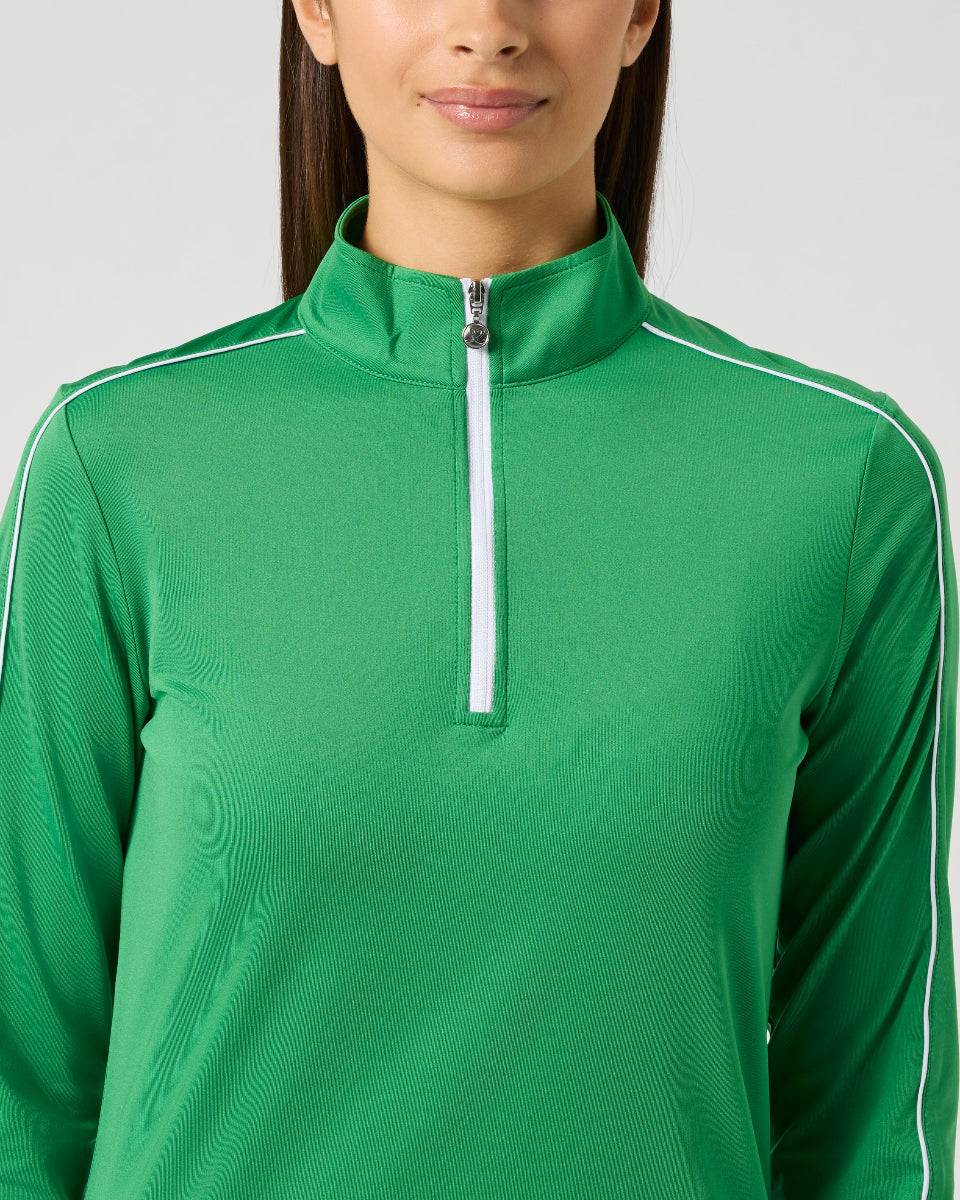 Daily Sports Leaf Piping Long Sleeve Half Neck Top