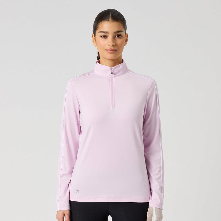 Daily Sports Piping Pink Long Sleeve Half Neck